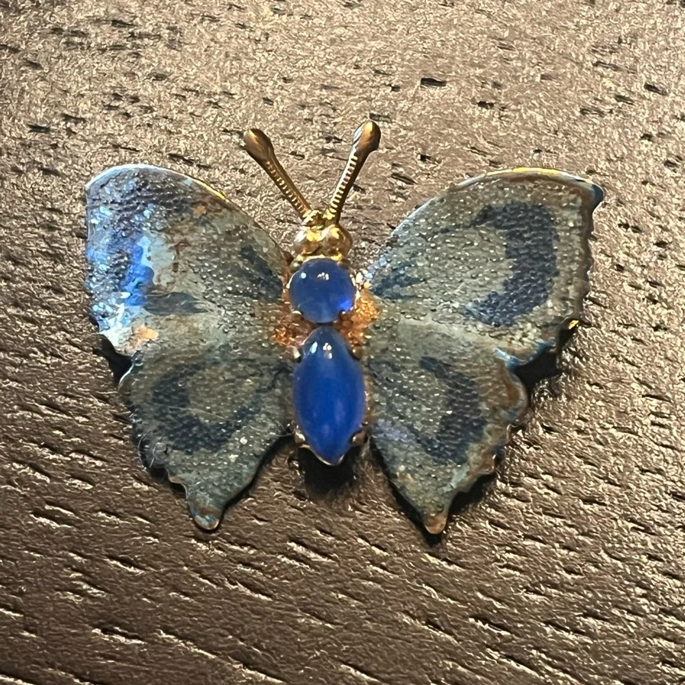 Vintage Butterfly Enamel Brooch Set